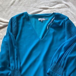 Calvin Klein Teal V-Neck Blouse